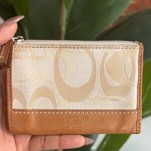 Coach Signature C Monogram Canvas & Leather Zip Coin Purse/Wallet